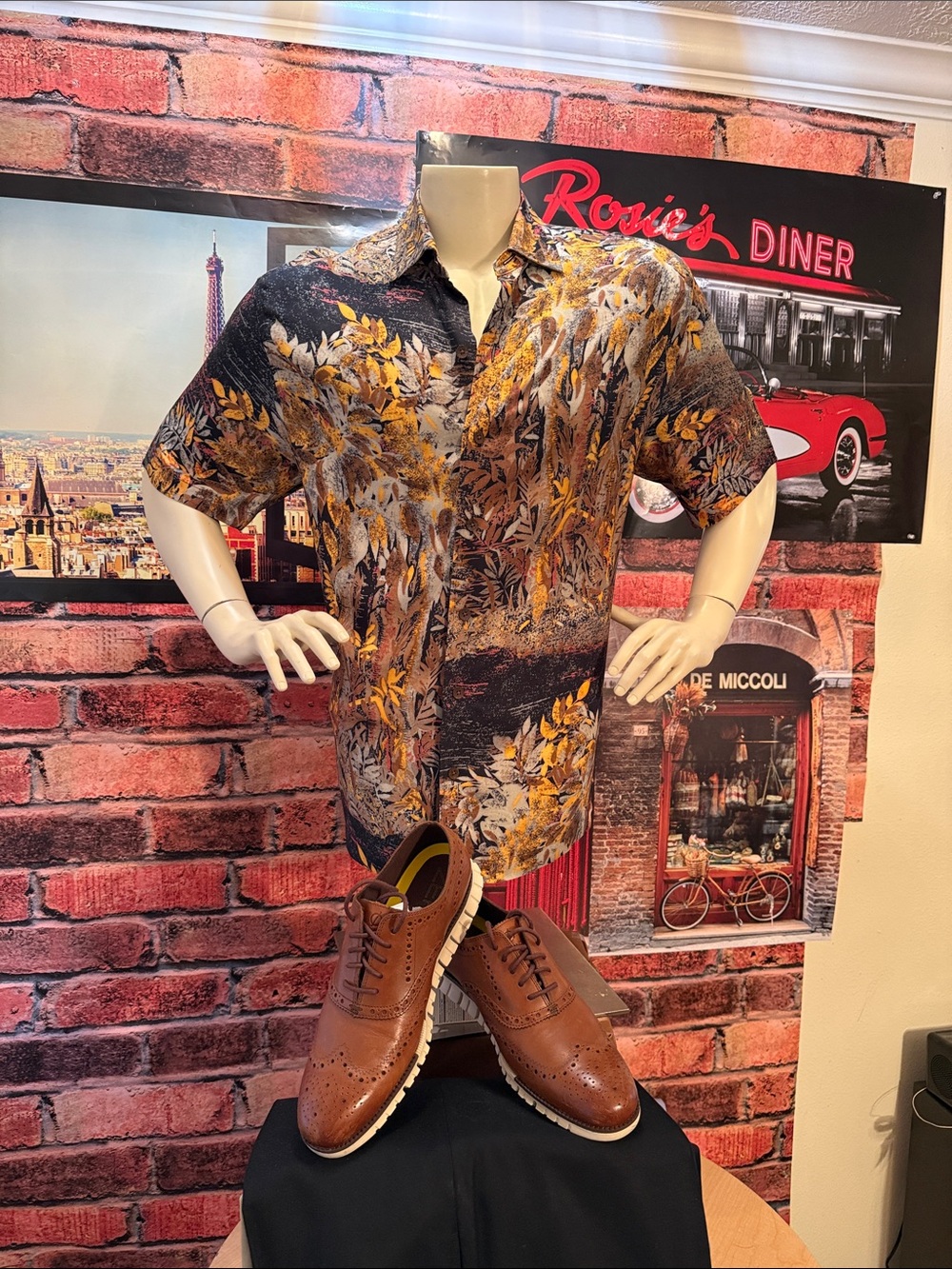 Caribbean Shirt with Gold Palm Tree Accent